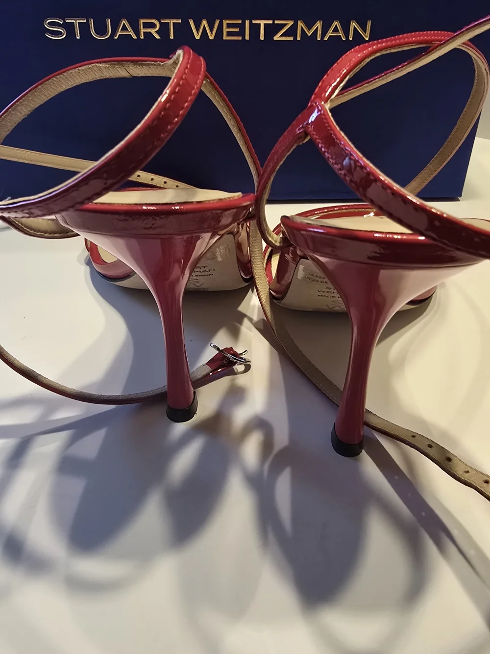 Stuart Weitzman Red Patent Strap Sandals